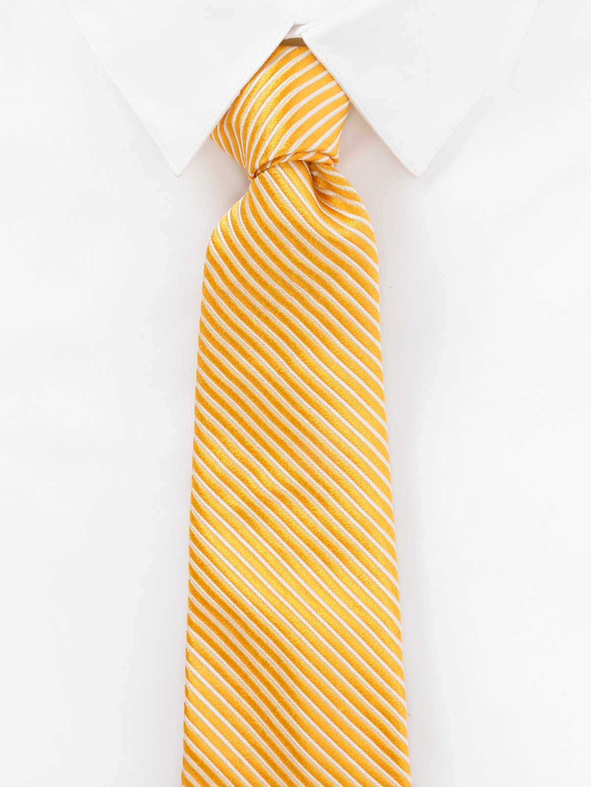 Галстук из шелка с узором "полоска" Valentino  –  Модель Общий вид  – Цвет:  Желтый