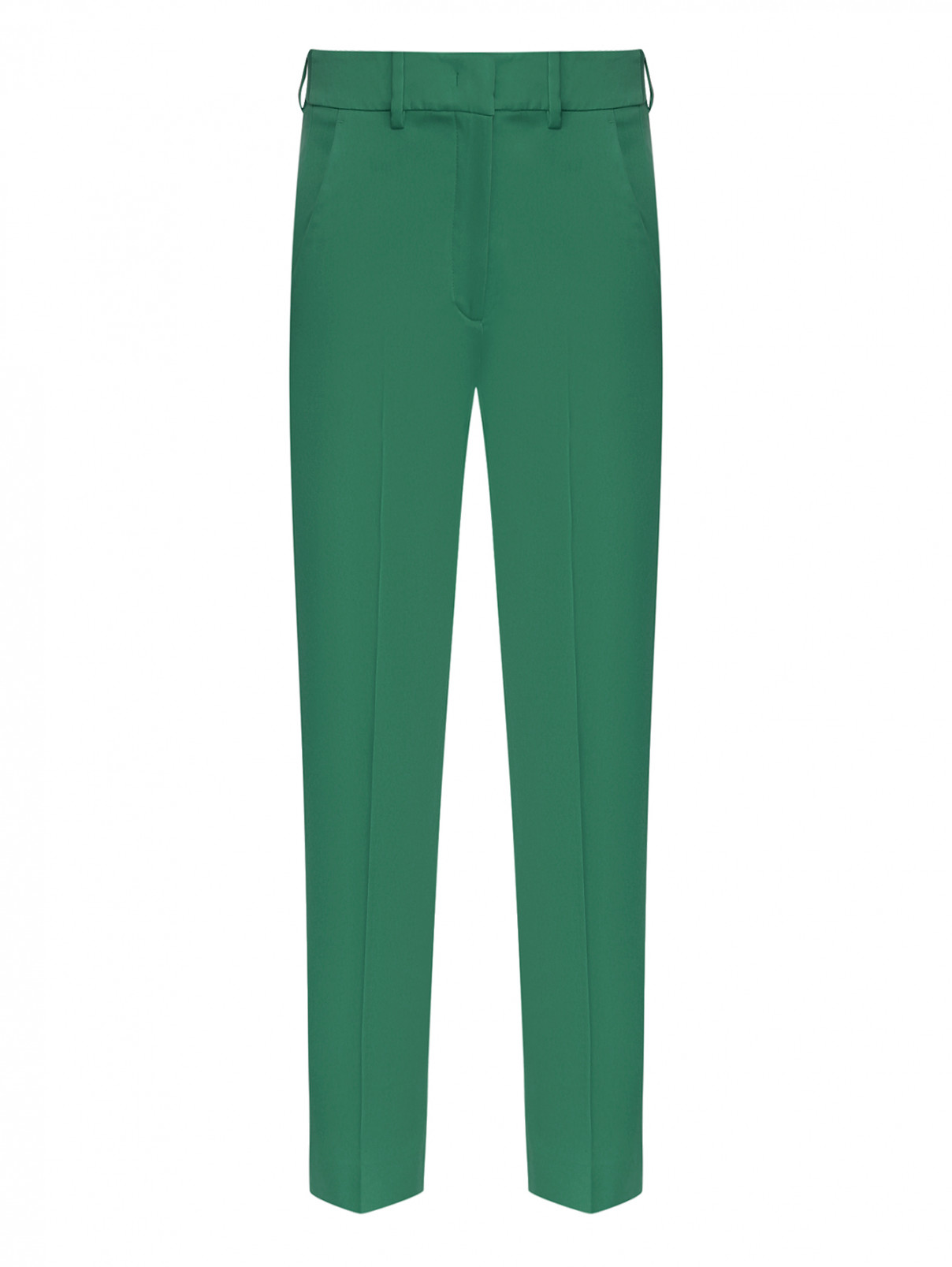 Брюки из хлопка прямого кроя с карманами Weekend Max Mara  –  Общий вид  – Цвет:  Зеленый