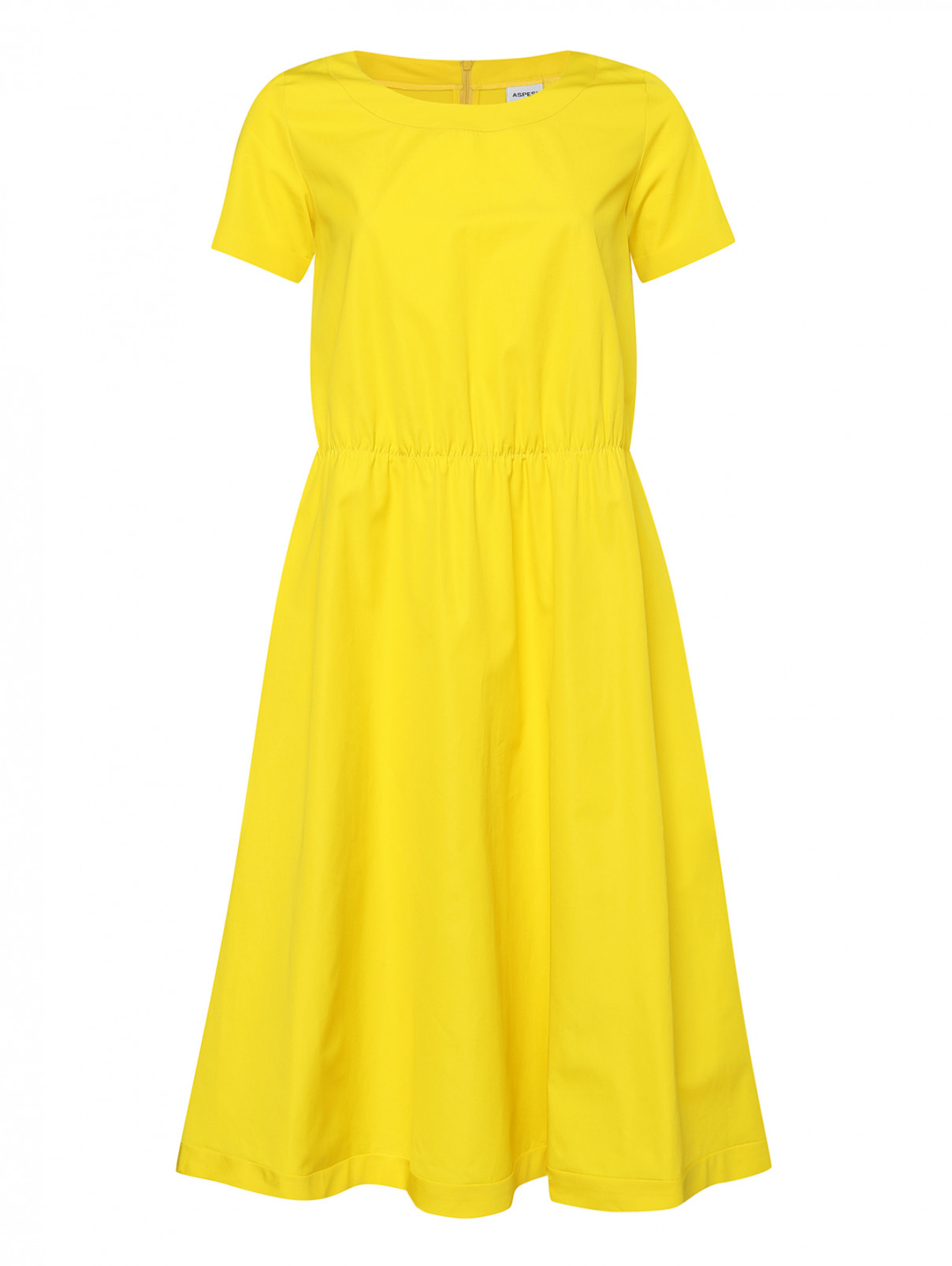 Платье из хлопка со сборкой на талии Aspesi  –  Общий вид  – Цвет:  Желтый