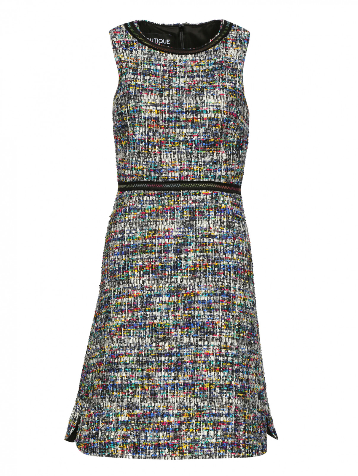 Платье из фактурной ткани без рукавов Moschino Boutique  –  Общий вид  – Цвет:  Мультиколор