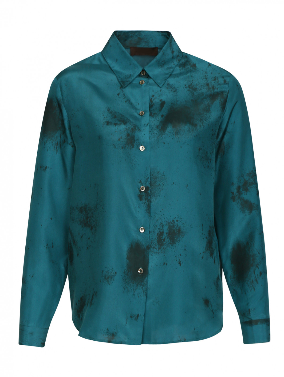 Шелковая блуза с узором JO NO FUI  –  Общий вид  – Цвет:  Зеленый