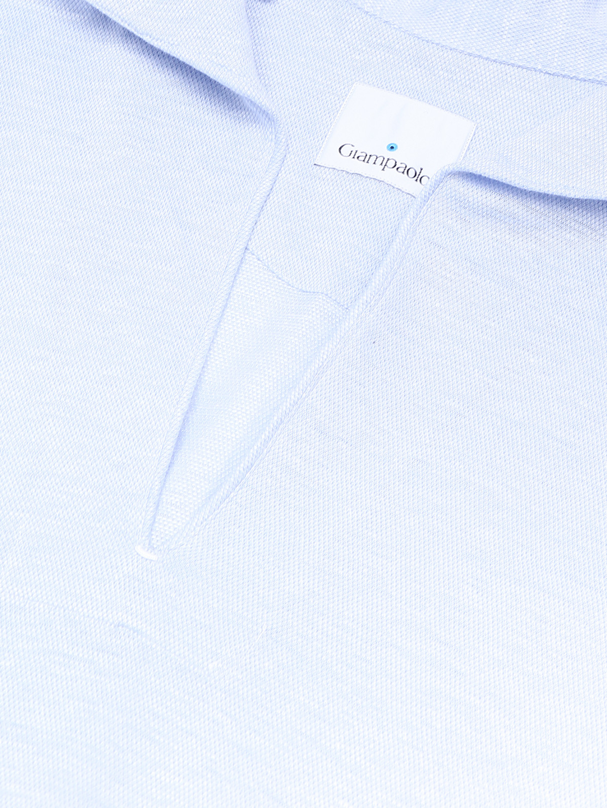 Рубашка изо льна и хлопка с короткими рукавами Giampaolo  –  Деталь  – Цвет:  Синий