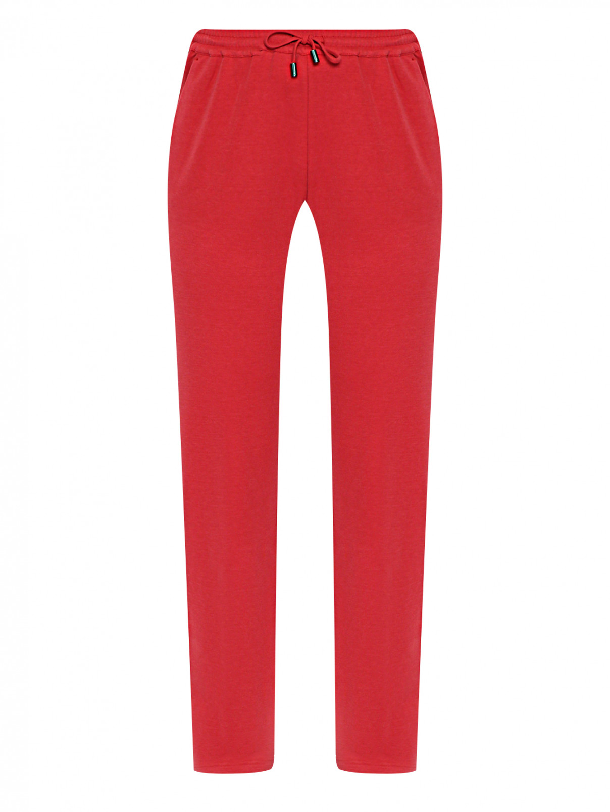 Трикотажные брюки на резинке с карманами Marina Rinaldi  –  Общий вид  – Цвет:  Красный