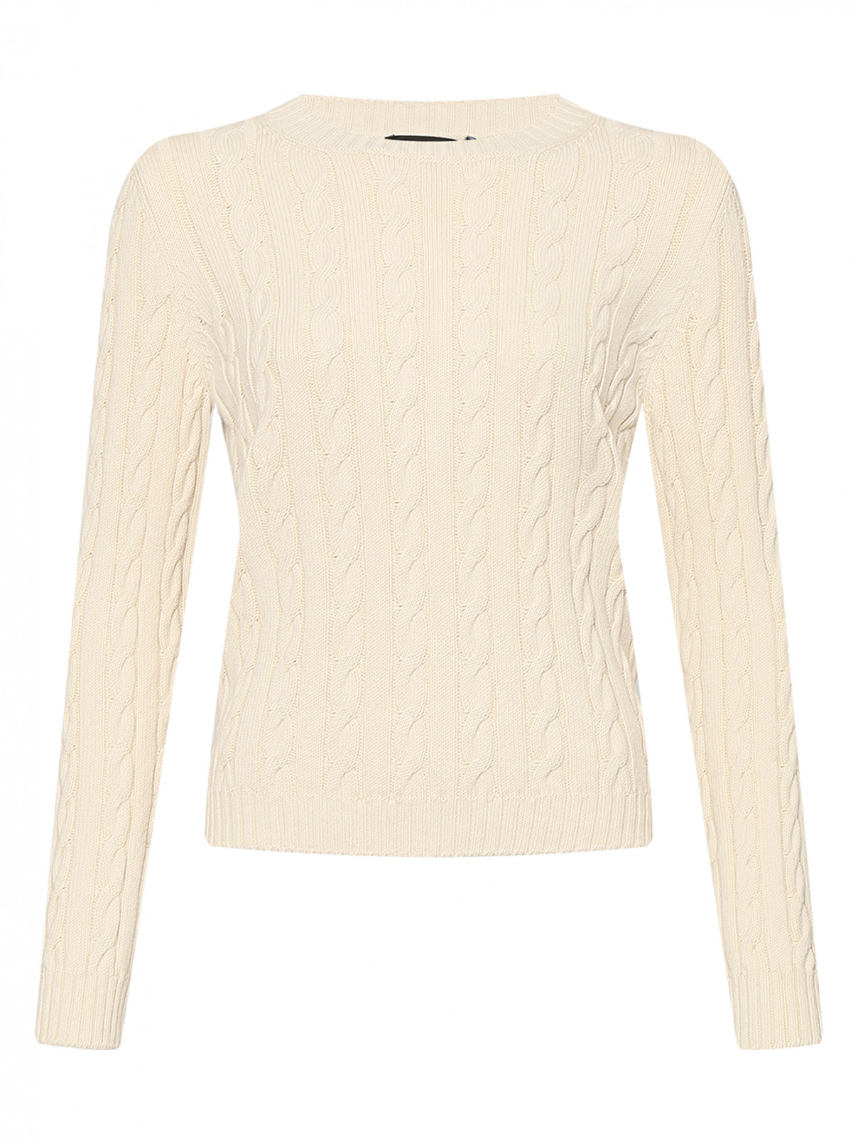 Базовый джемпер из хлопка Weekend Max Mara  –  Общий вид  – Цвет:  Бежевый
