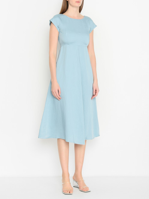 Платье из вискозы и льна с короткими руквами Weekend Max Mara - МодельВерхНиз