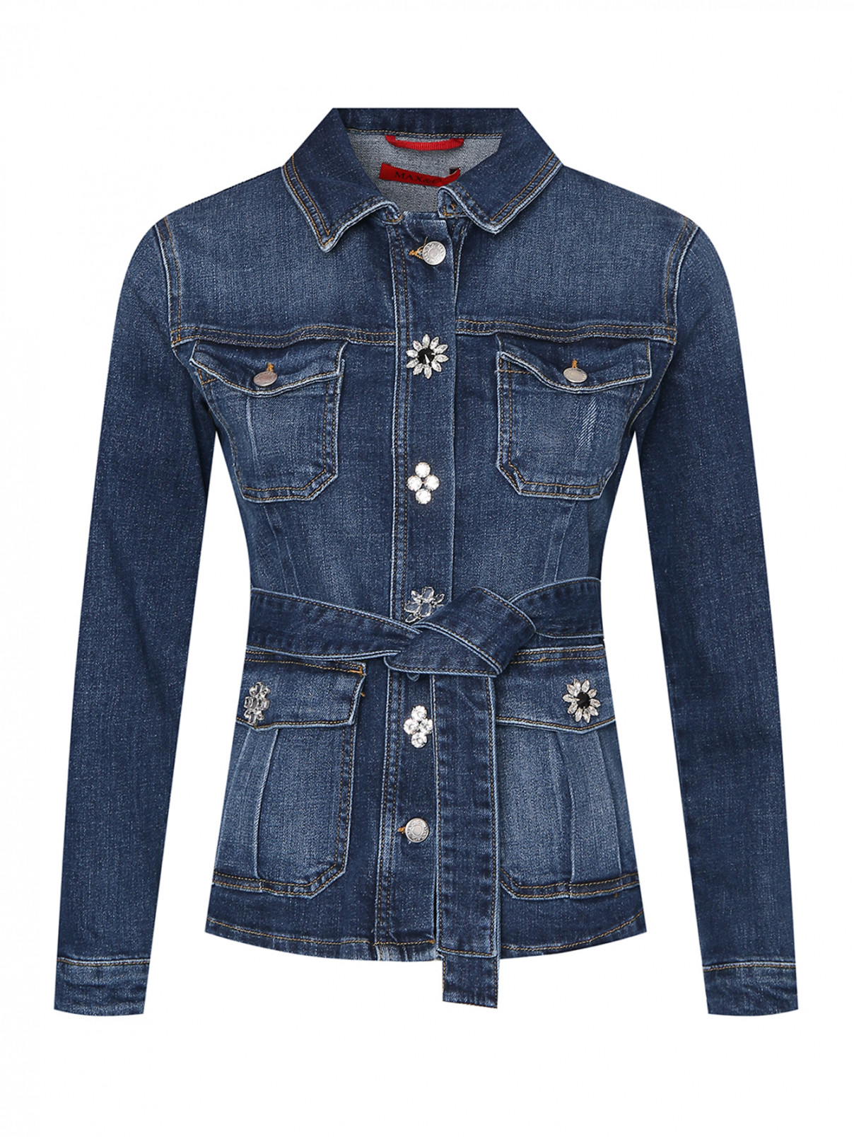 Джинсовая куртка с декоративными пуговицами Max&Co  –  Общий вид  – Цвет:  Синий