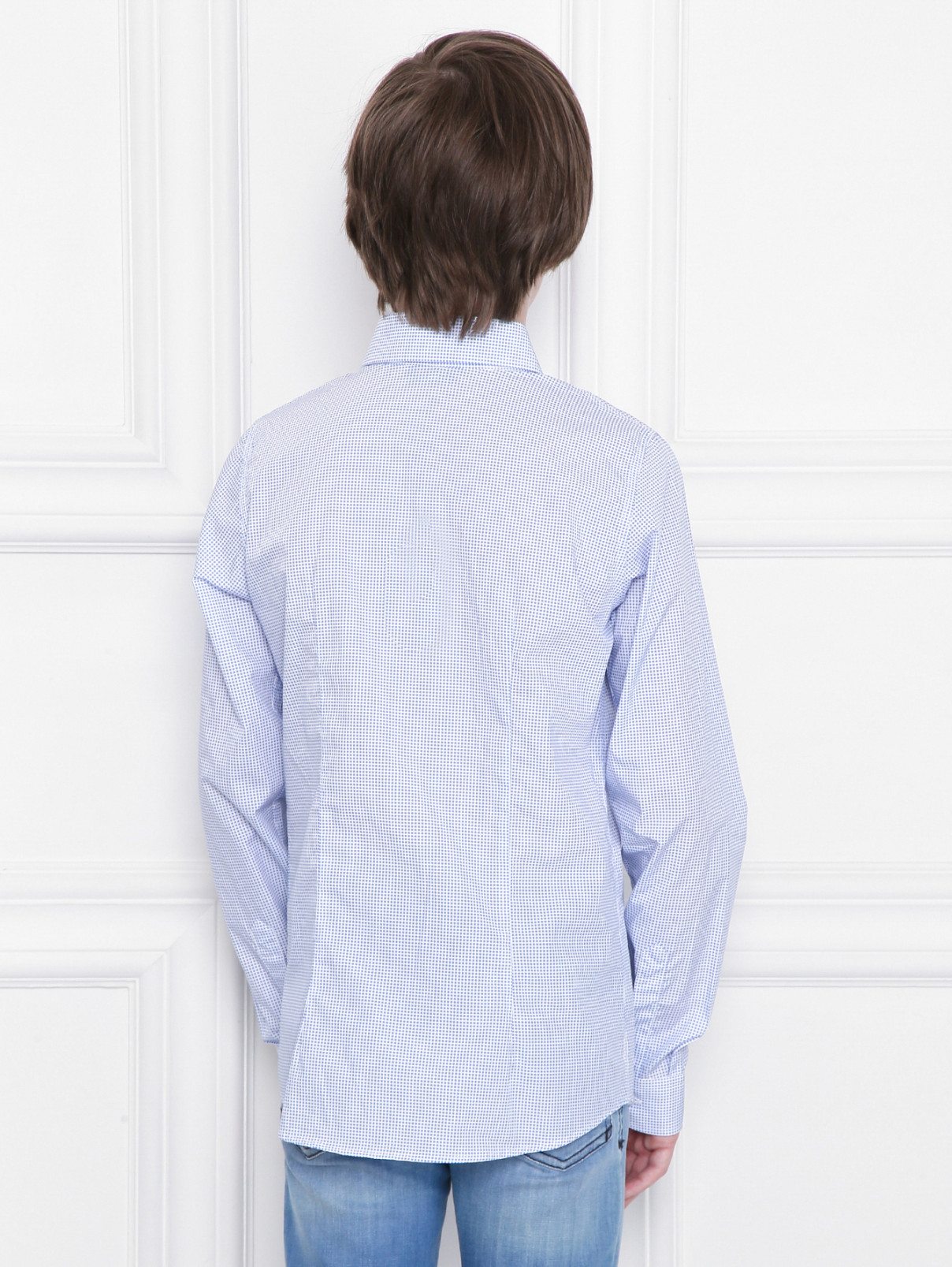 Рубашка из хлопка с принтом Dal Lago  –  МодельВерхНиз1  – Цвет:  Синий
