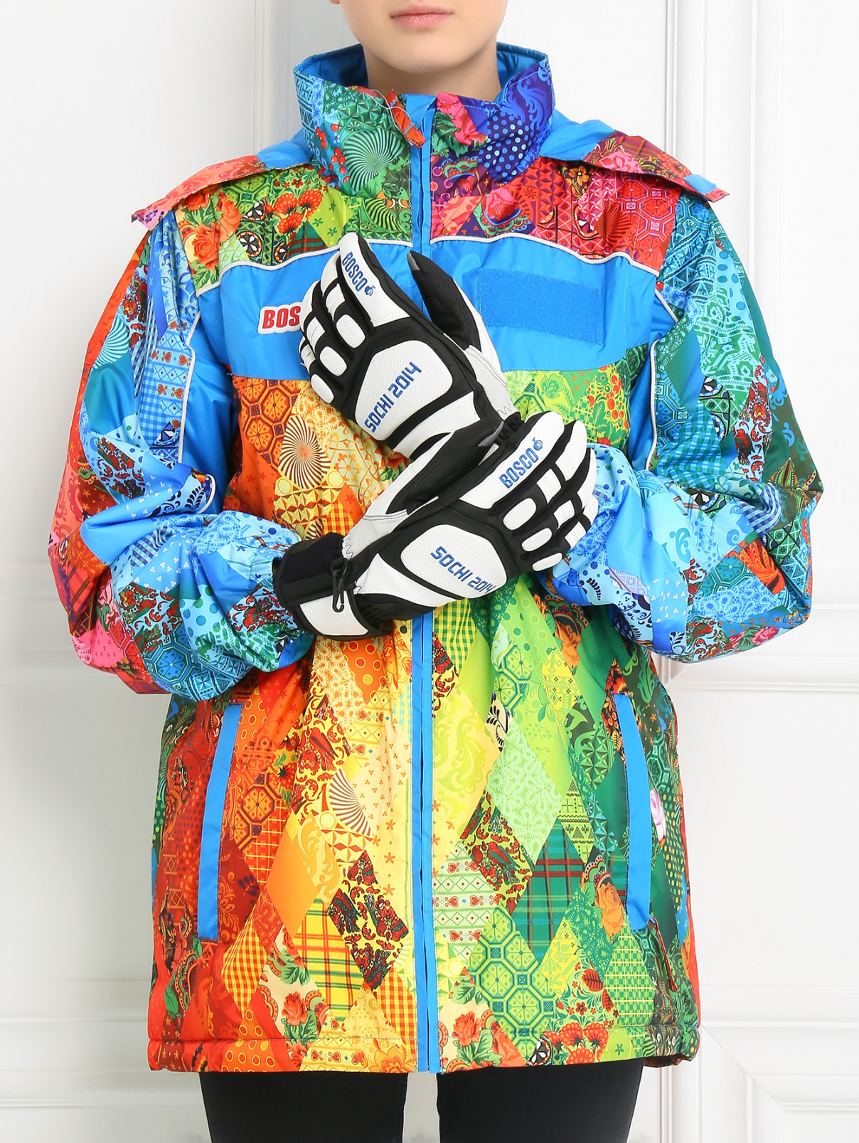 Перчатки утепленные с вышивкой Sochi 2014  –  Модель Общий вид  – Цвет:  Черный