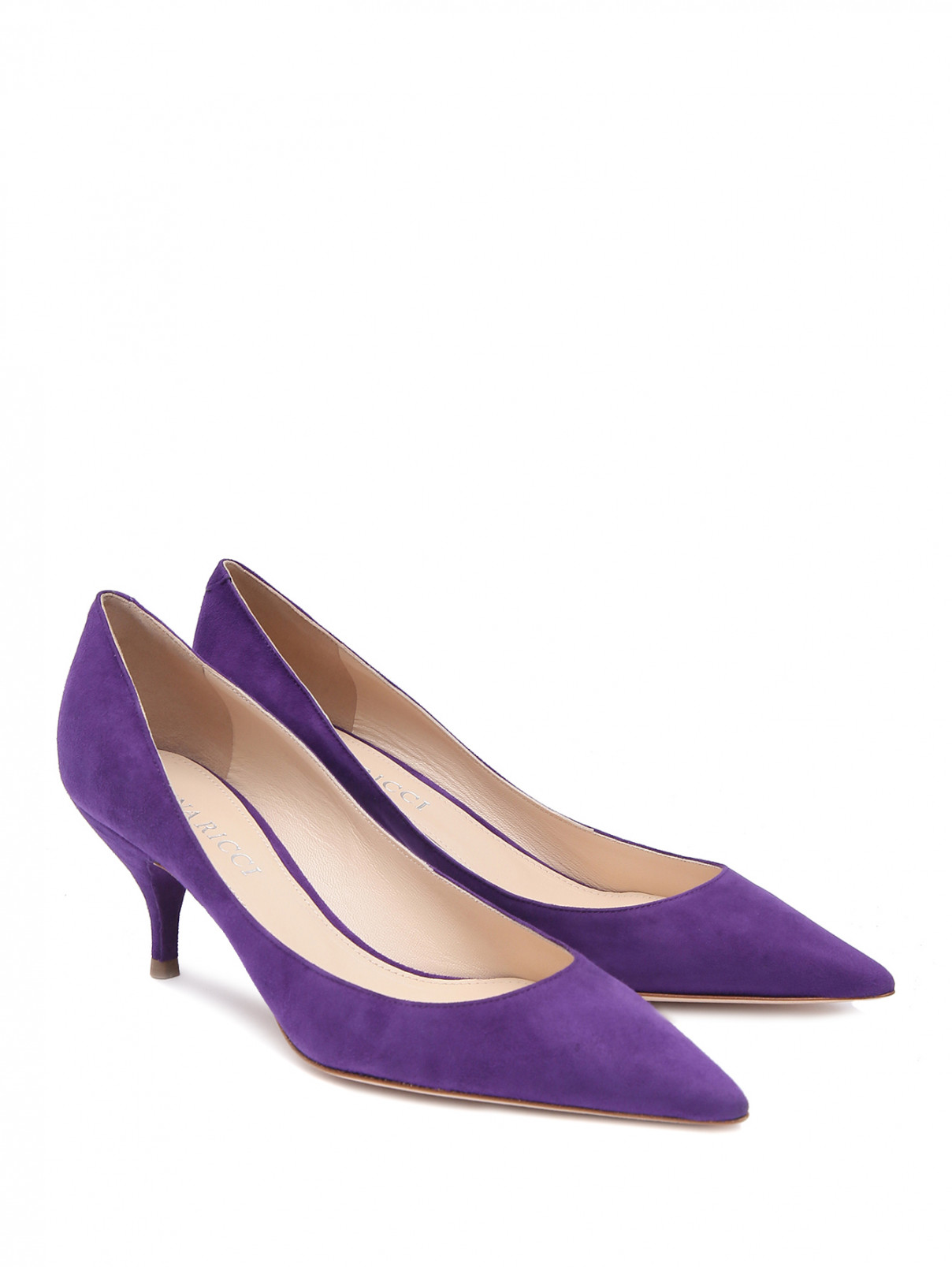 Туфли из замши на среднем каблуке Nina Ricci  –  Общий вид  – Цвет:  Фиолетовый