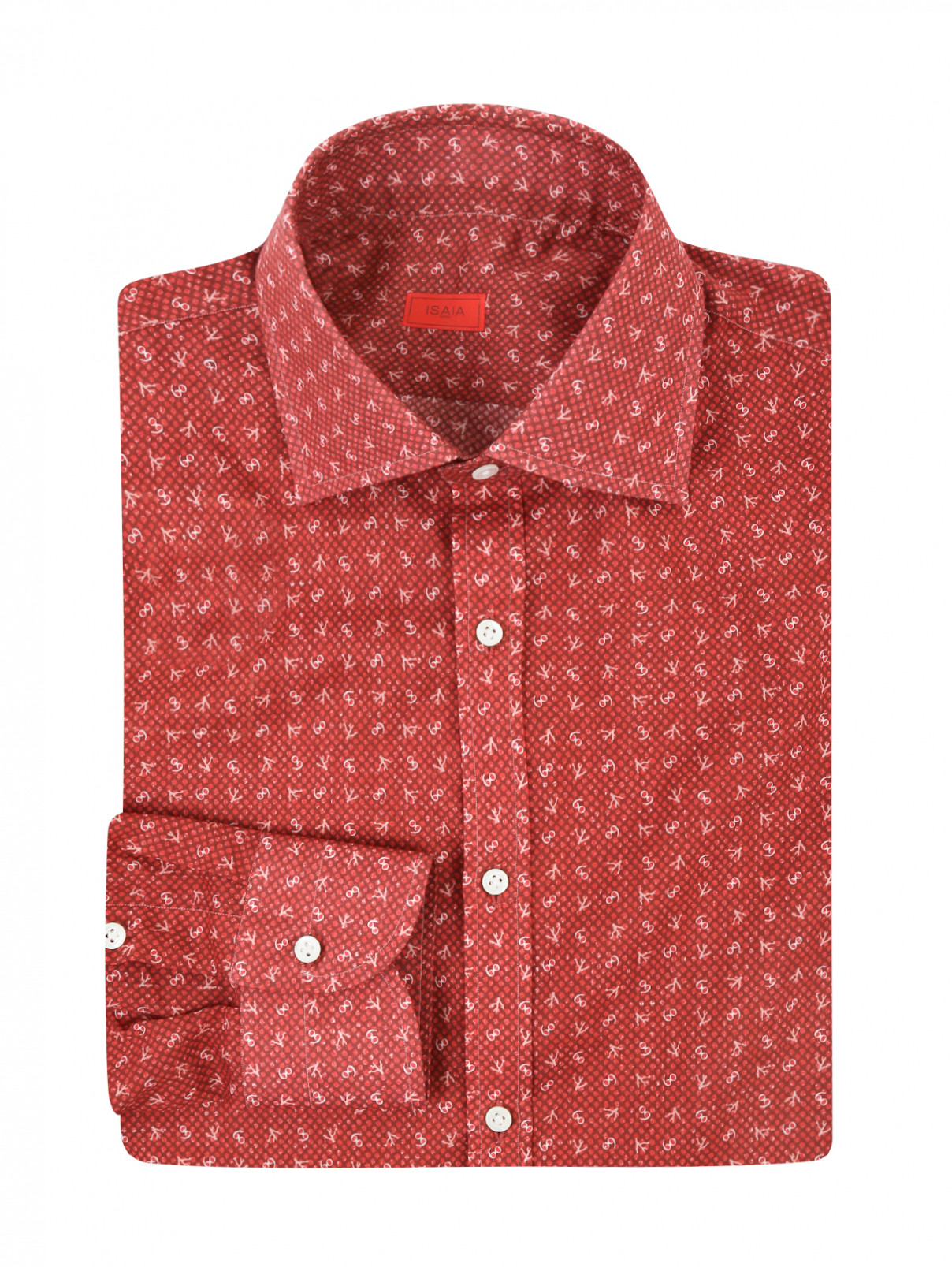 Рубашка из хлопка с узором Isaia  –  Общий вид  – Цвет:  Красный