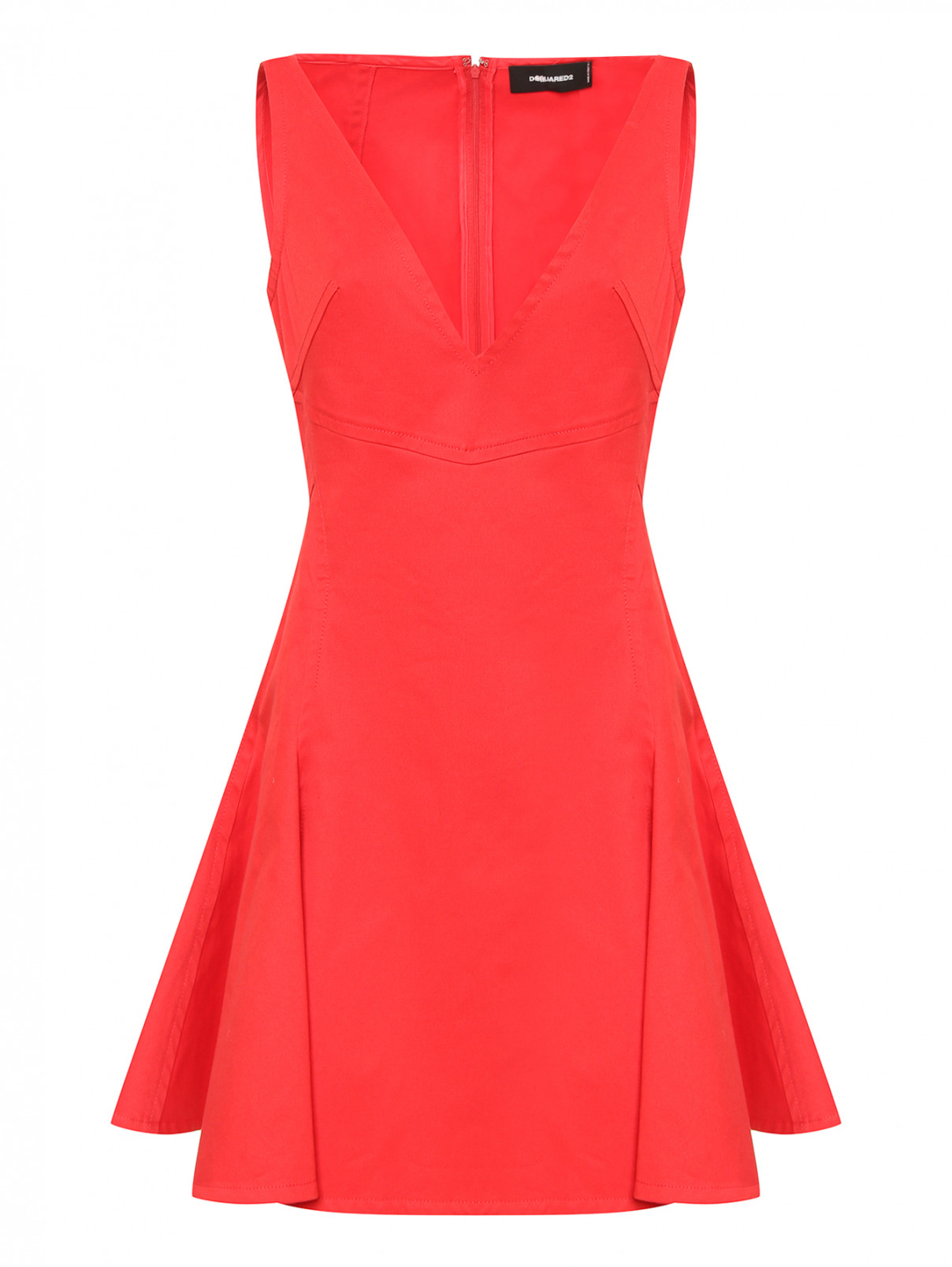 Платье из денима с рельефными швами Dsquared2  –  Общий вид  – Цвет:  Красный