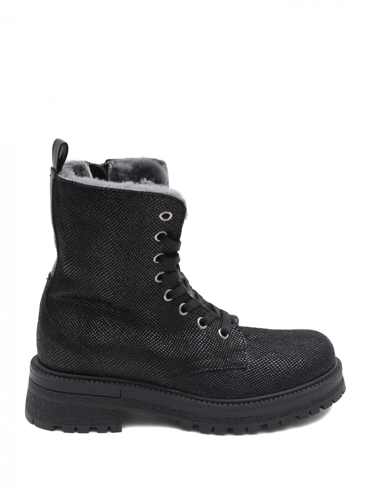 Утепленные ботинки из фактурной кожи Zecchino d`Oro  –  Обтравка1  – Цвет:  Черный