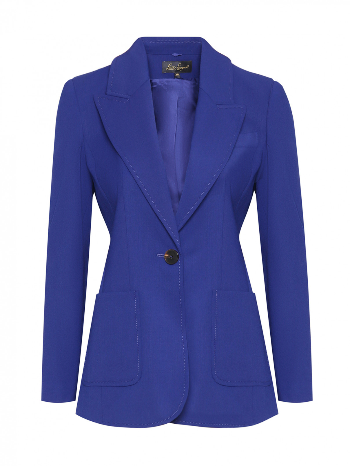 Жакет однобортный с карманами Luisa Spagnoli  –  Общий вид  – Цвет:  Синий