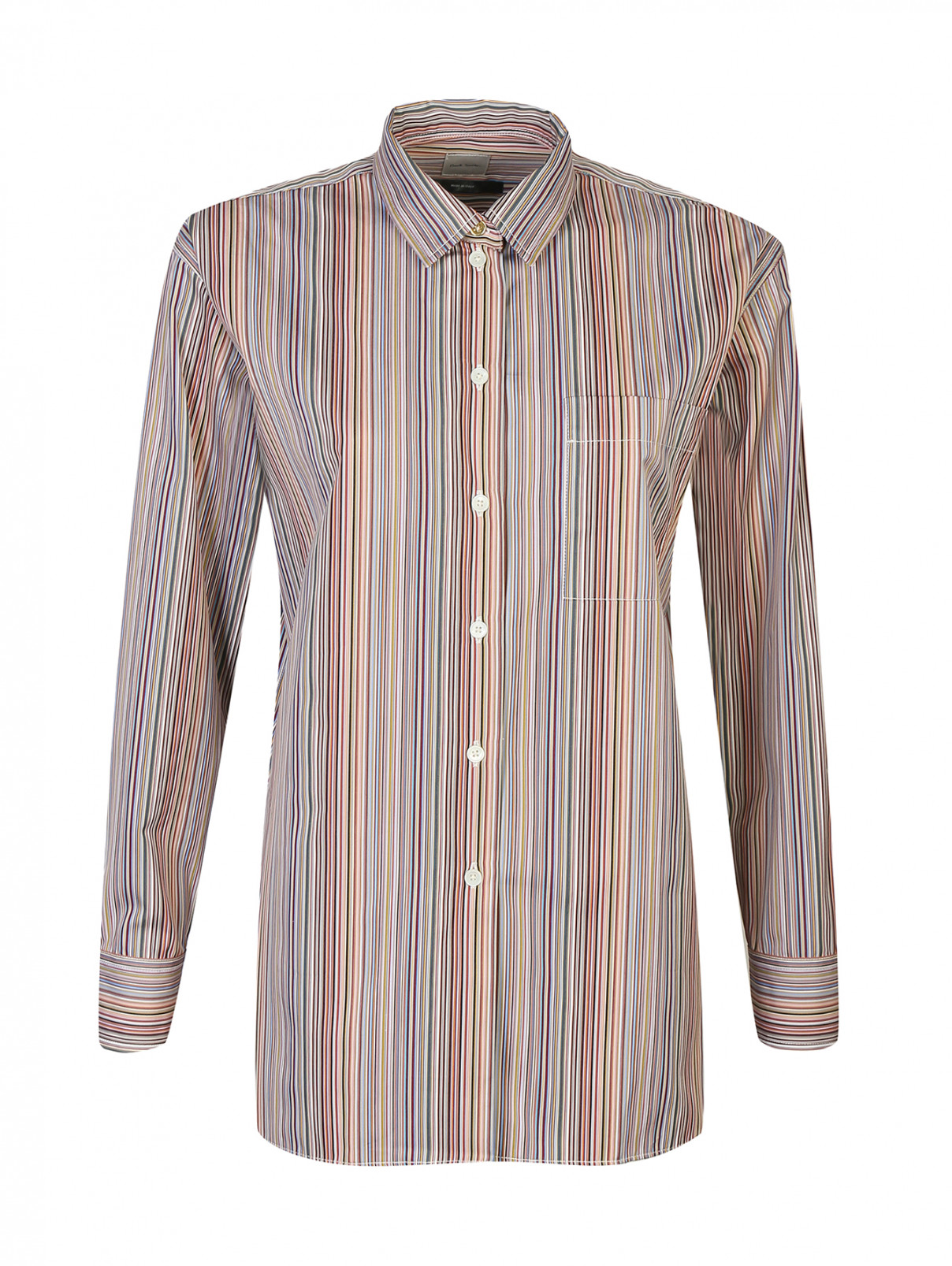 Блуза из хлопка в полоску Paul Smith  –  Общий вид  – Цвет:  Красный