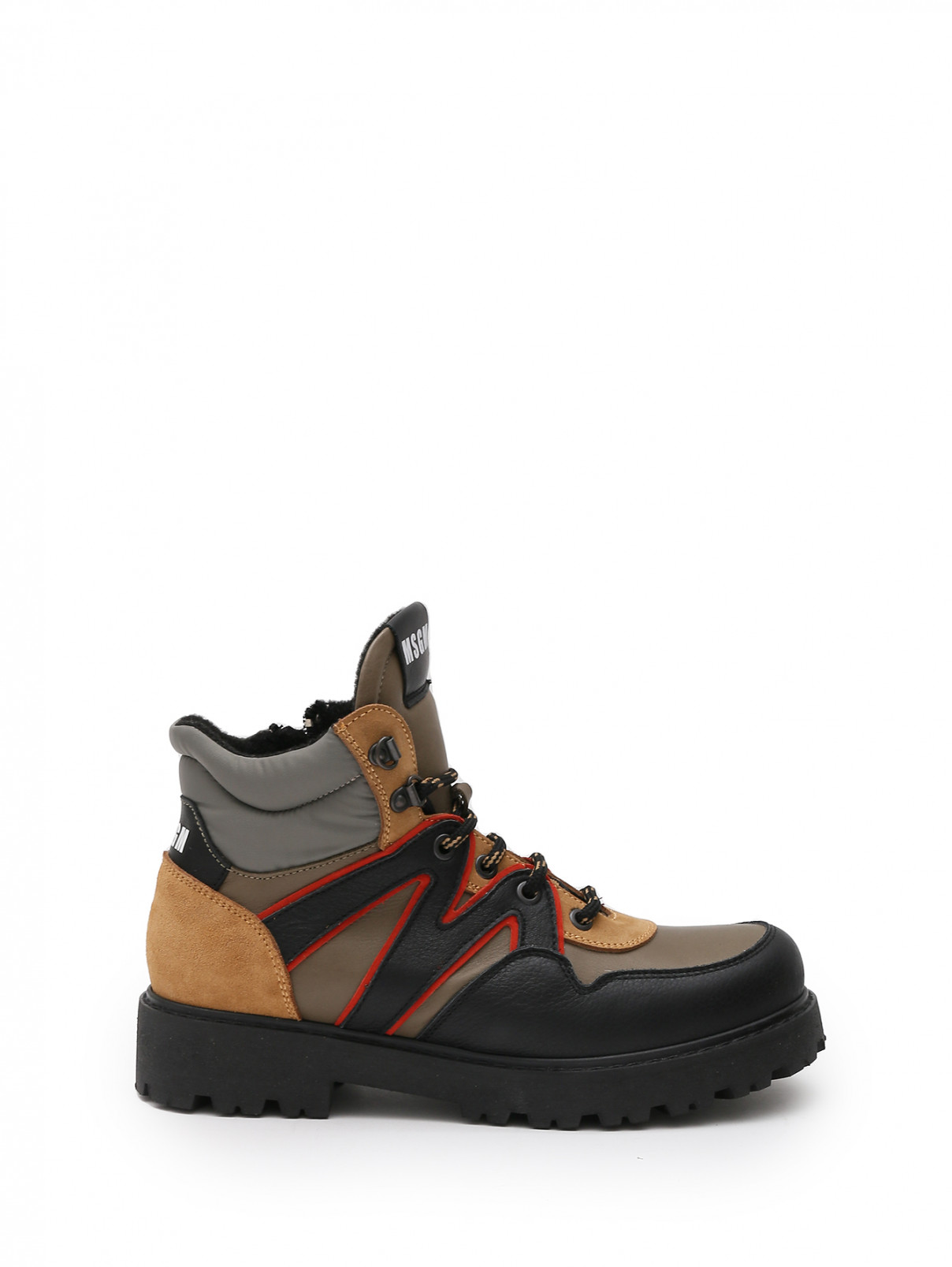 Утепленные ботинки из кожи MSGM  –  Обтравка1  – Цвет:  Коричневый