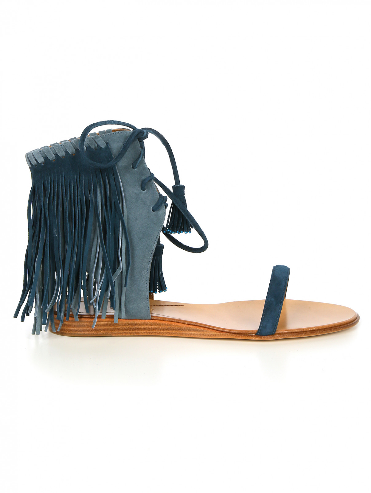 Босоножки с бахромой на шнуровке Etro  –  Модель Общий вид  – Цвет:  Синий