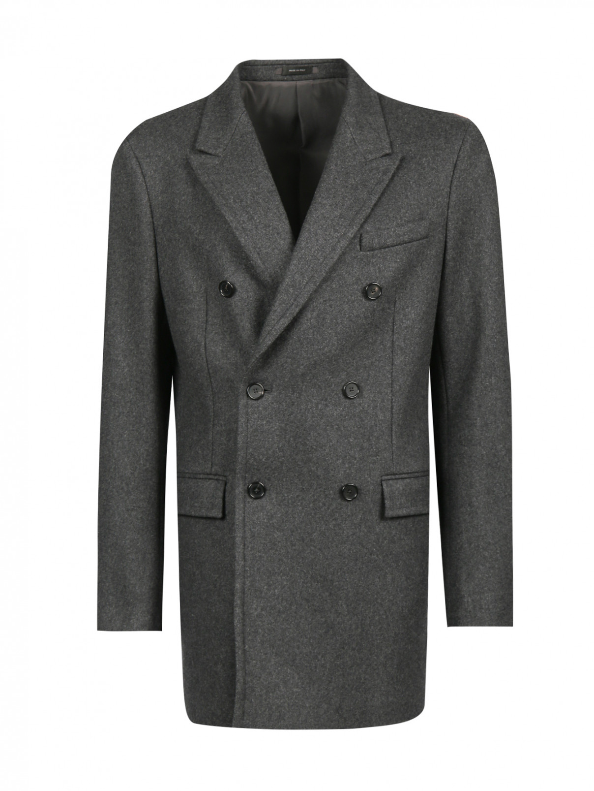 Пальто двубортное из шерсти Jil Sander  –  Общий вид  – Цвет:  Серый