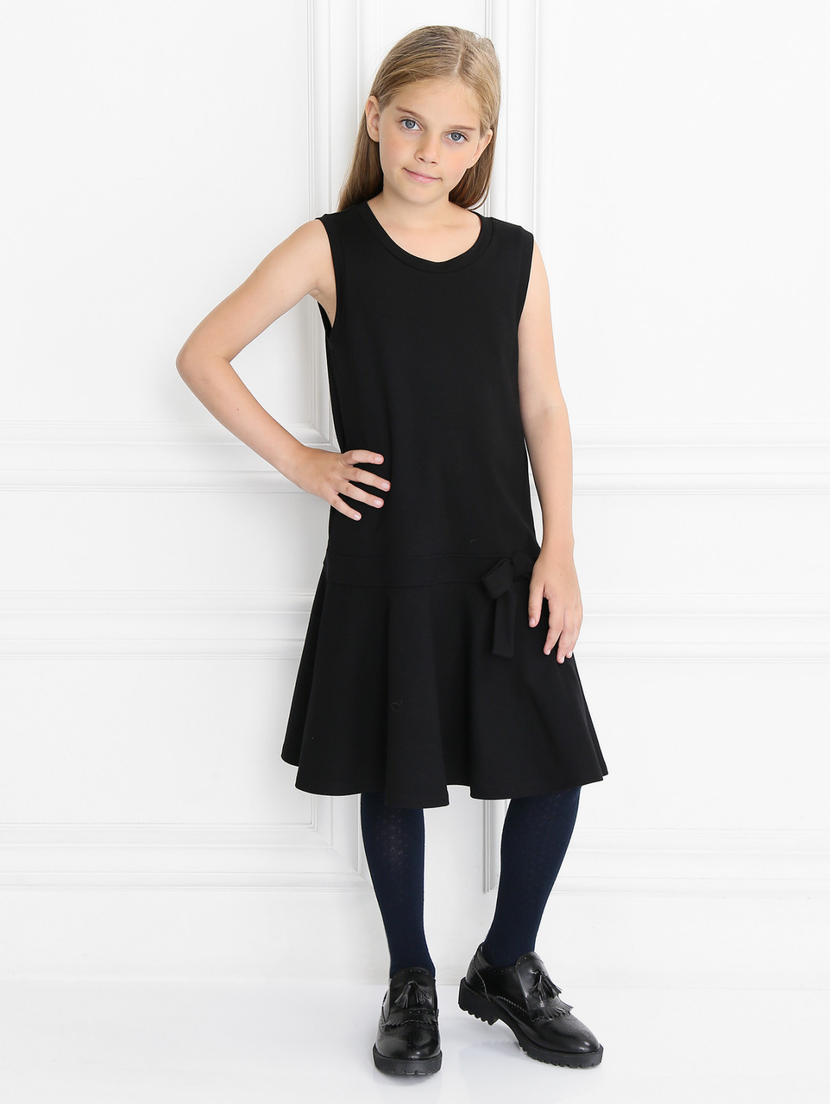 Трикотажное платье с бантиком Aletta Couture  –  Модель Общий вид  – Цвет:  Черный