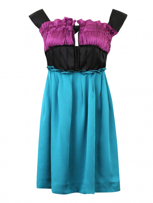 Шелковое платье декорированное складками - Общий вид