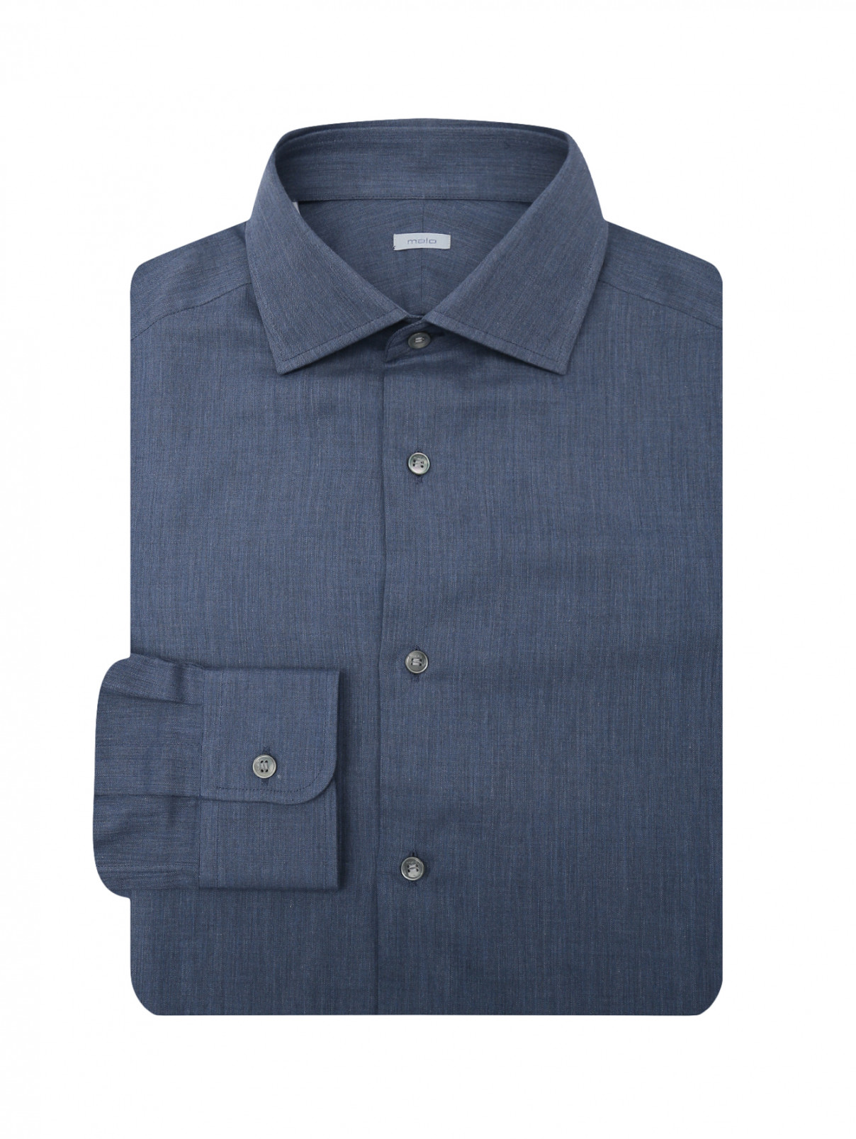 Однотонная рубашка из хлопка Malo  –  Общий вид  – Цвет:  Синий