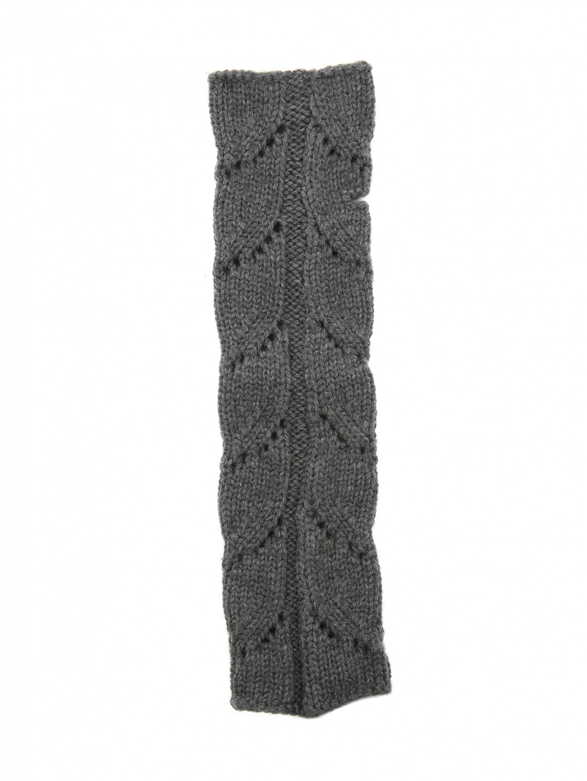 Перчатки-митенки из шерсти MiMiSol  –  Обтравка1  – Цвет:  Серый