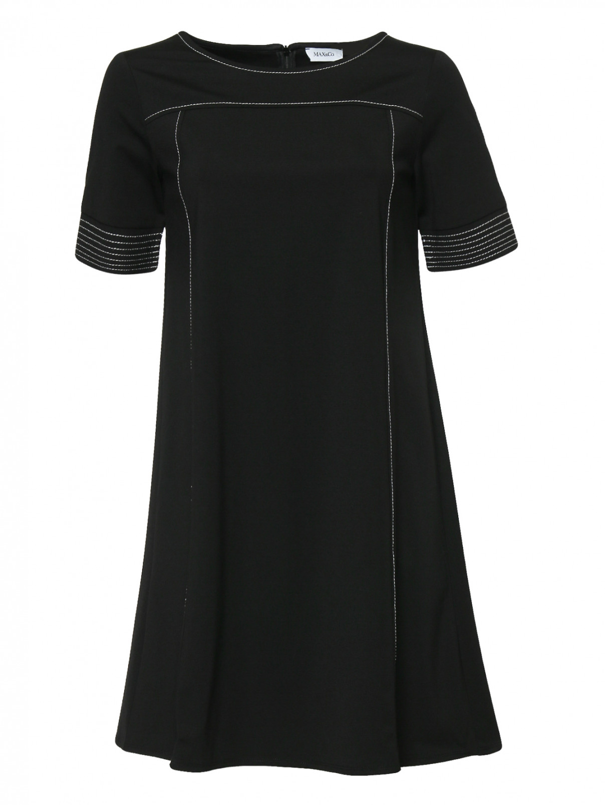Платье-мини с контрастной отстрочкой Max&Co  –  Общий вид  – Цвет:  Черный