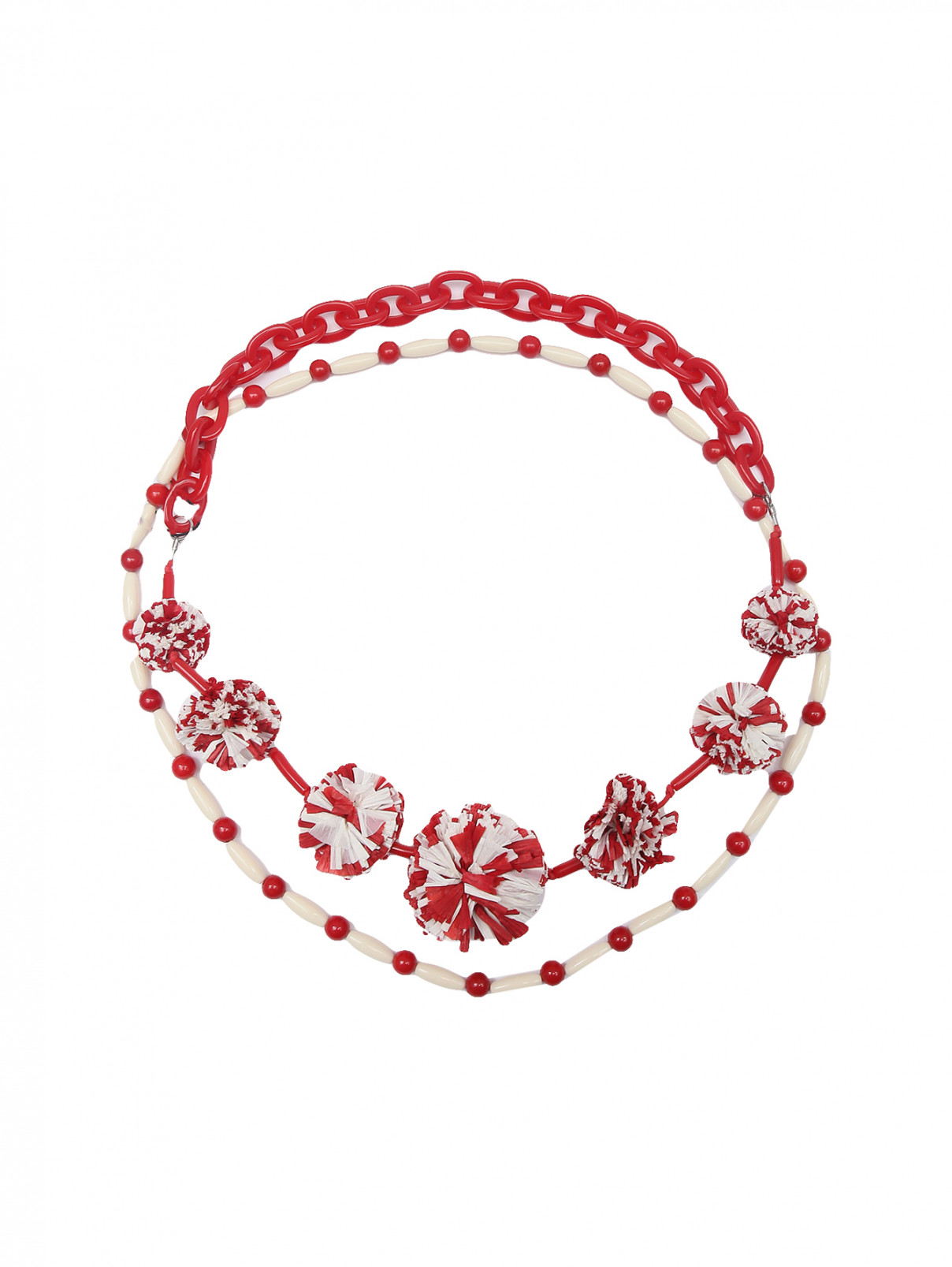 Комбинированное ожерелье из пластика Weekend Max Mara  –  Общий вид  – Цвет:  Красный