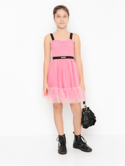 Платье на бретелях с поясом MSGM - МодельОбщийВид