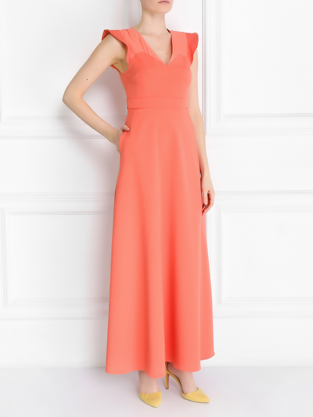 Платье-макси с короткими рукавами Max&Co  –  Модель Общий вид  – Цвет:  Розовый