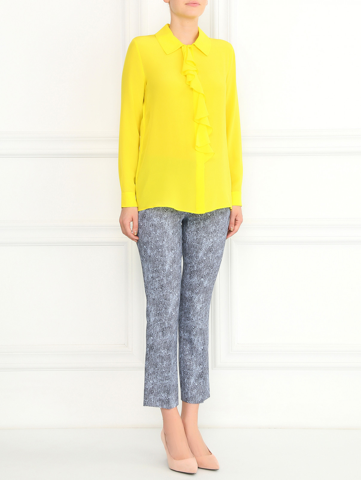 Блуза из шелка с воланом Moschino Cheap&Chic  –  Модель Общий вид  – Цвет:  Желтый