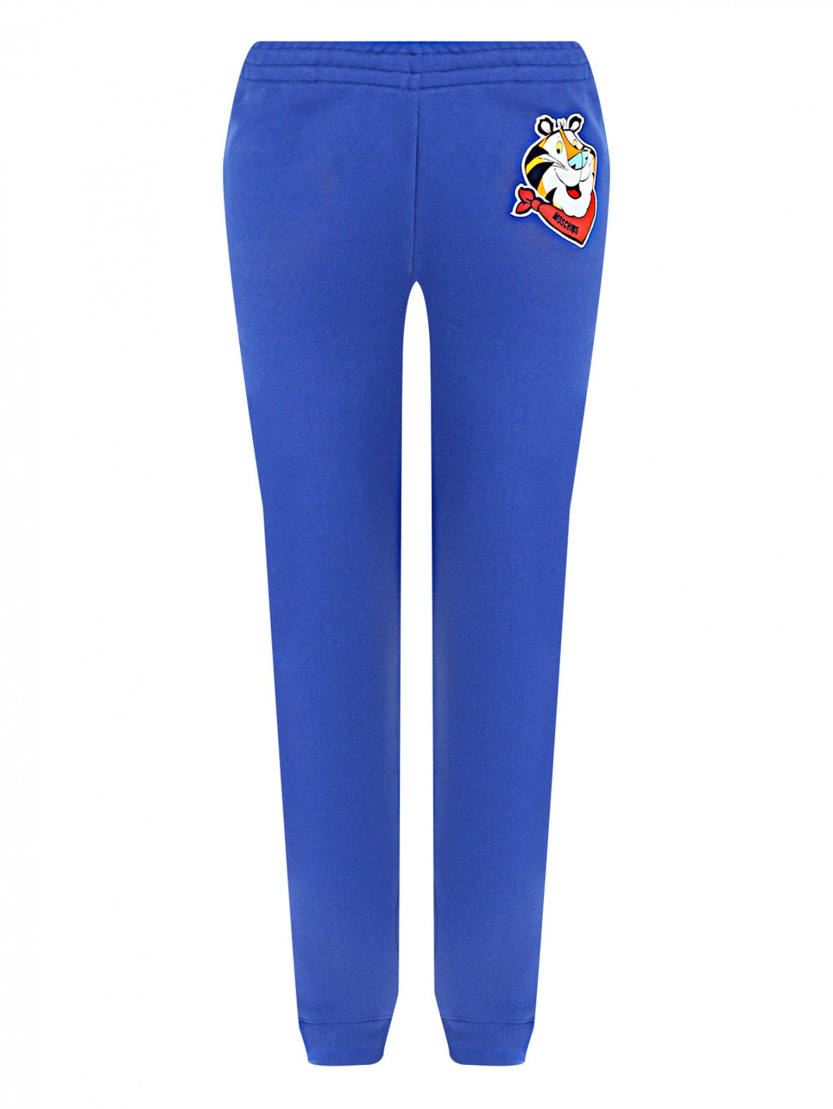 Трикотажные брюки на резинке с принтом Moschino  –  Общий вид  – Цвет:  Синий