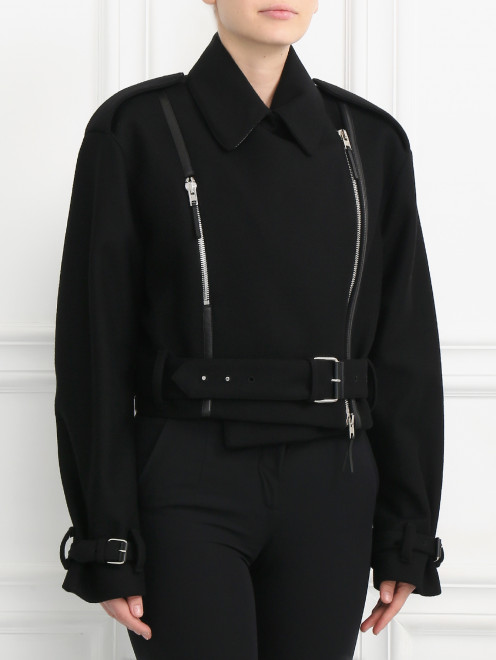 Укороченная куртка из шерсти и кашемира с металлической фурнитурой - Модель Верх-Низ