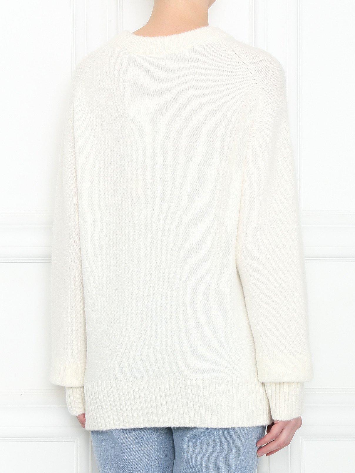 Свитер из смешанной шерсти свободного кроя Helmut Lang  –  МодельВерхНиз1  – Цвет:  Белый