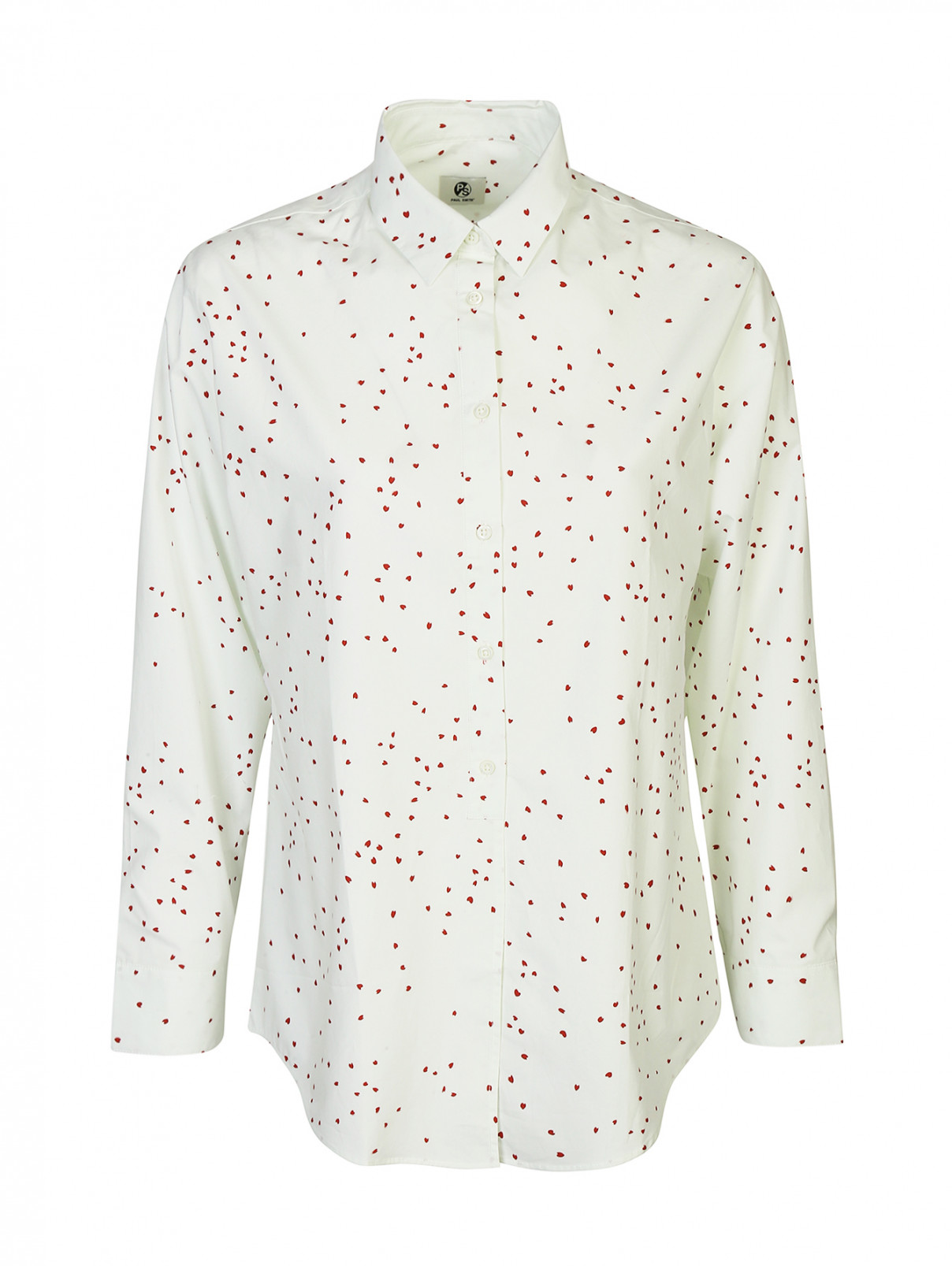 Рубашка хлопковая с узором Paul Smith  –  Общий вид  – Цвет:  Белый