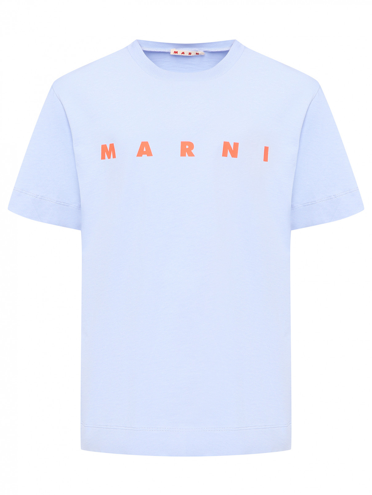 Хлопковая футболка с принтом Marni  –  Общий вид  – Цвет:  Синий