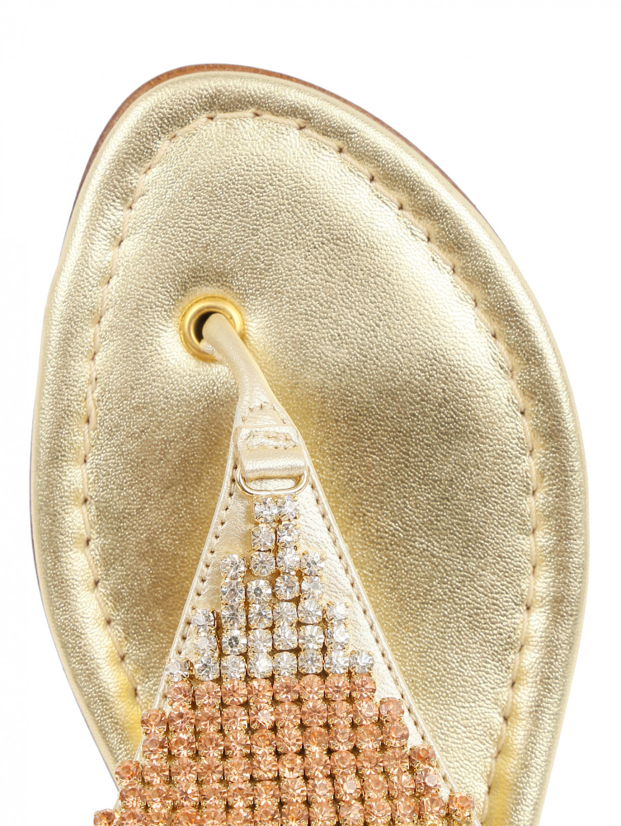 Босоножки из кожи с напылением декорированные кристаллами Missouri  –  Обтравка3  – Цвет:  Золотой