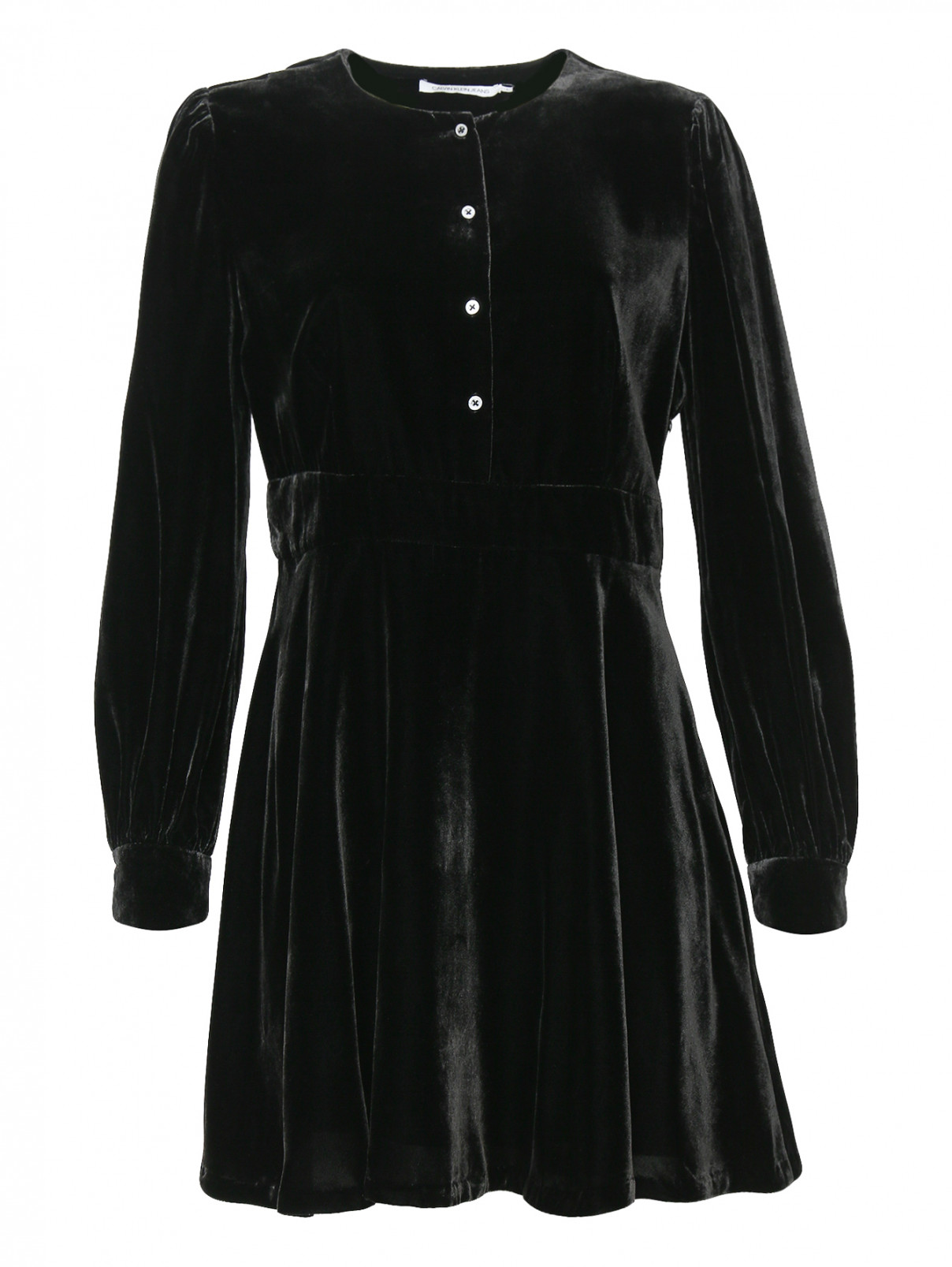 Платье-мини из бархата Calvin Klein  –  Общий вид  – Цвет:  Черный