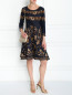 Платье-миди из хлопка с узором и рукавами 3/4 Alberta Ferretti  –  Модель Общий вид