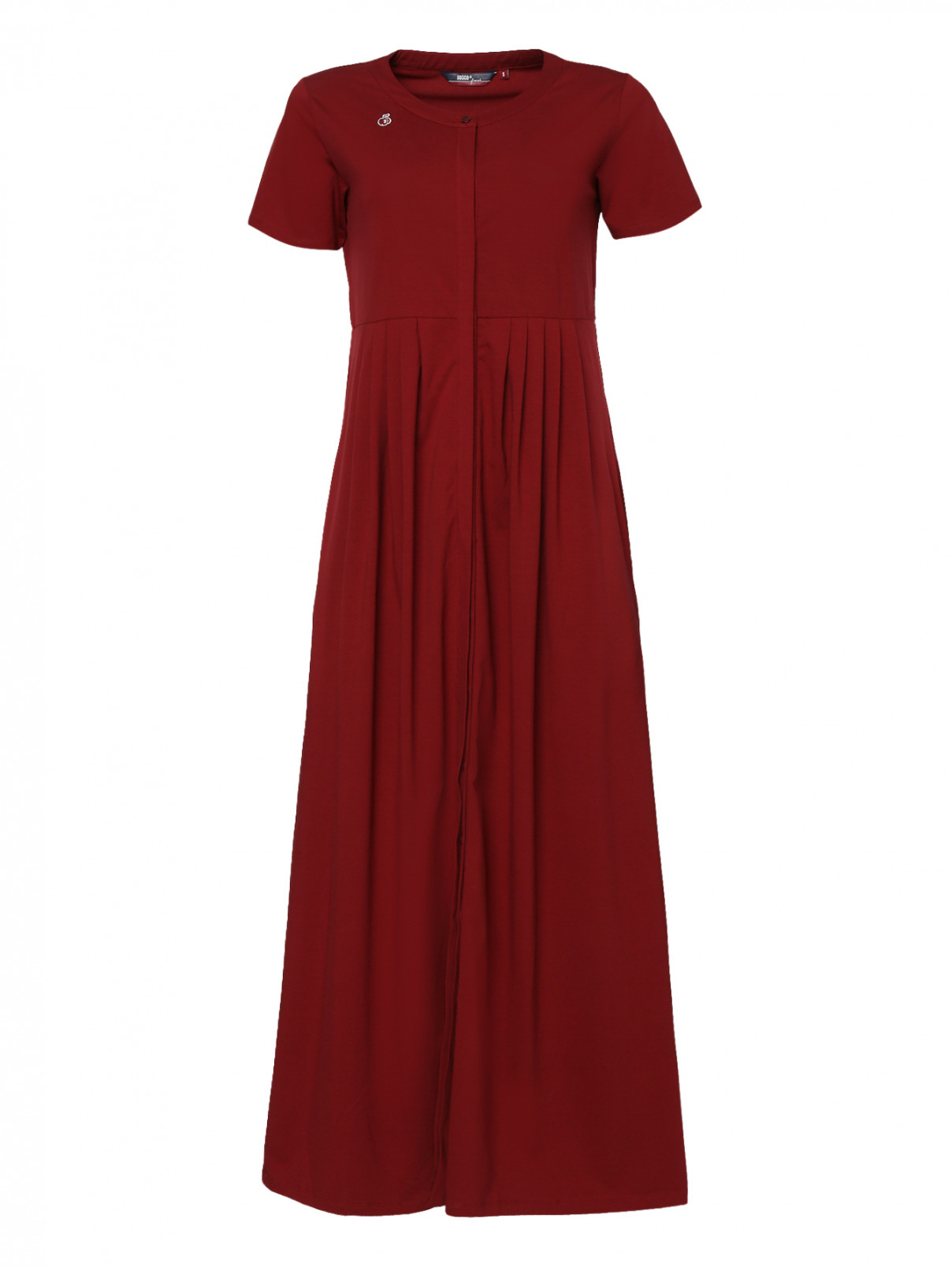 Платье-макси из хлопка с короткими рукавами BOSCO  –  Общий вид  – Цвет:  Красный