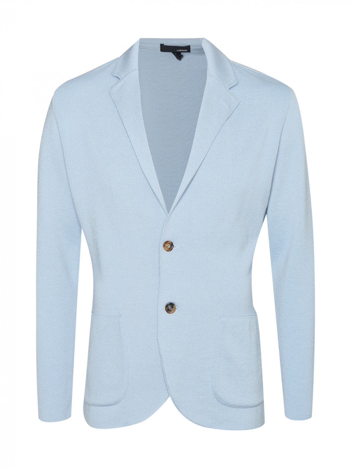Трикотажный пиджак с карманами LARDINI  –  Общий вид  – Цвет:  Синий