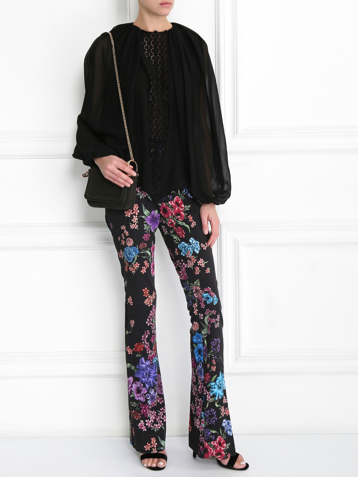 Блуза из шелка с декоративной вышивкой Giambattista Valli  –  Модель Общий вид  – Цвет:  Черный