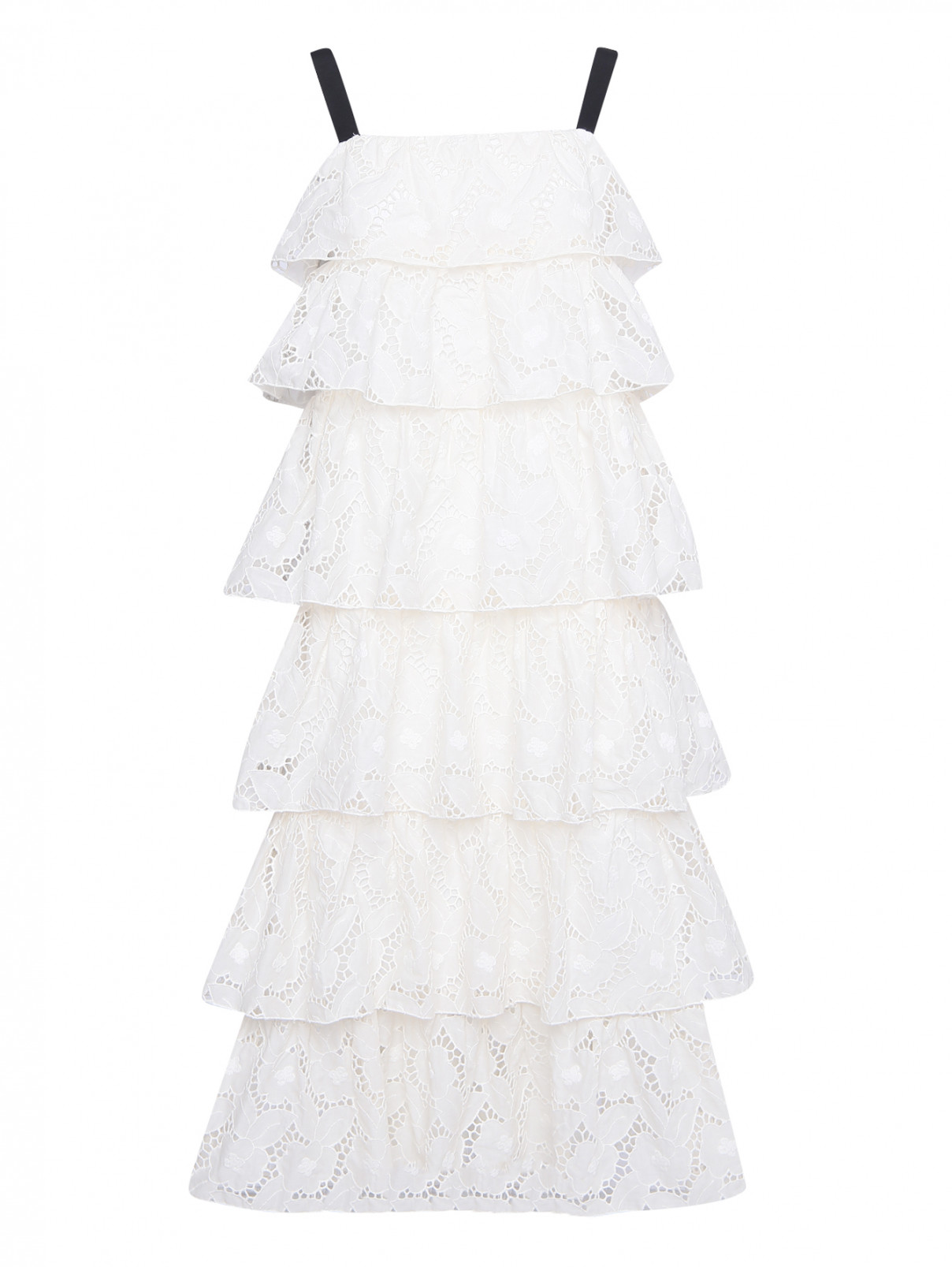 Платье-миди из хлопка с вышивкой Blugirl  –  Общий вид  – Цвет:  Белый