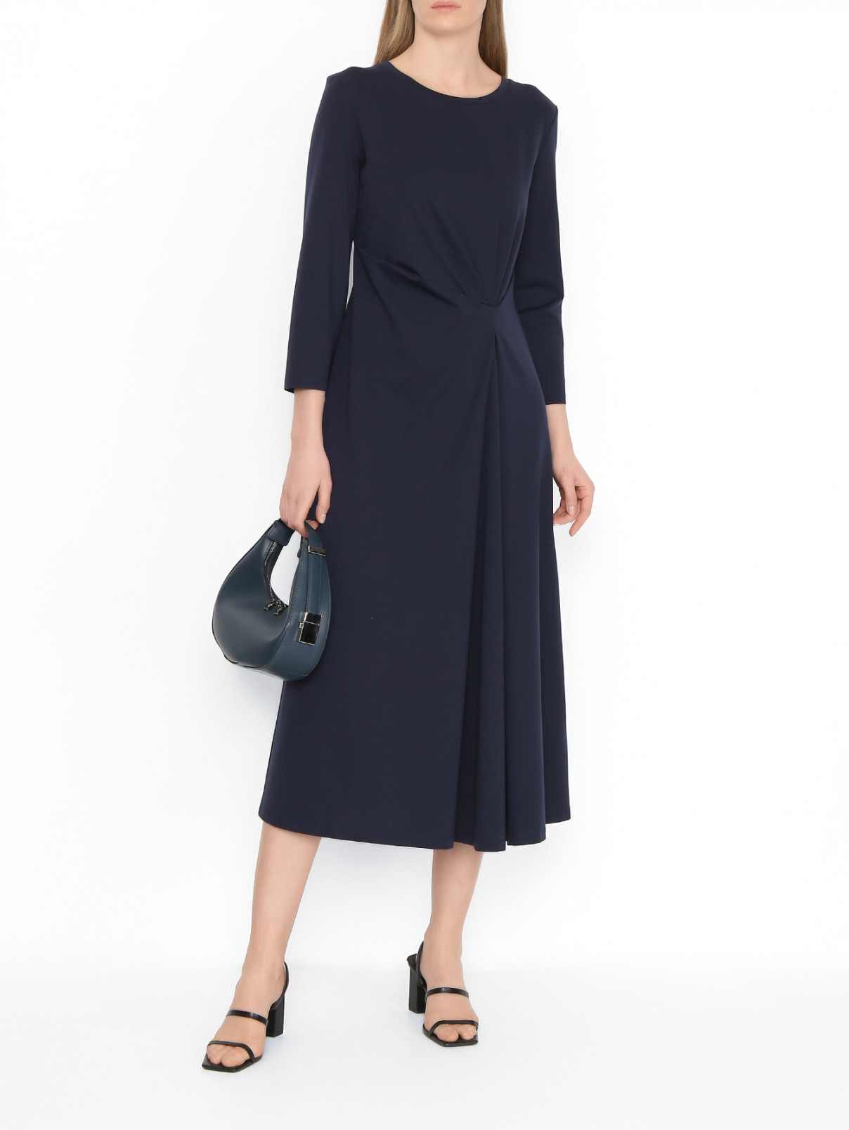 Трикотажное платье с длинными рукавами Weekend Max Mara  –  МодельОбщийВид  – Цвет:  Синий