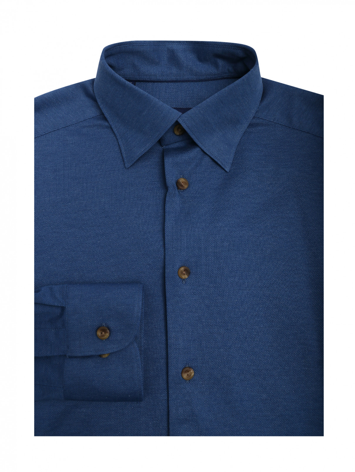 Рубашка трикотажная из хлопка Eton  –  Общий вид  – Цвет:  Синий