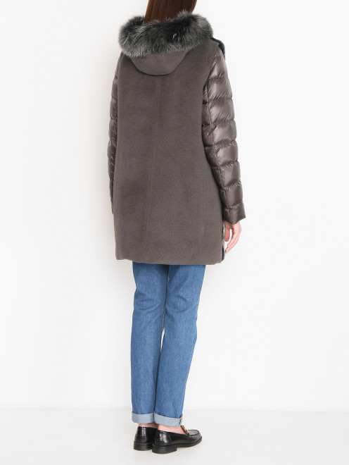 Комбинированное пальто на молнии с капюшоном - МодельВерхНиз2