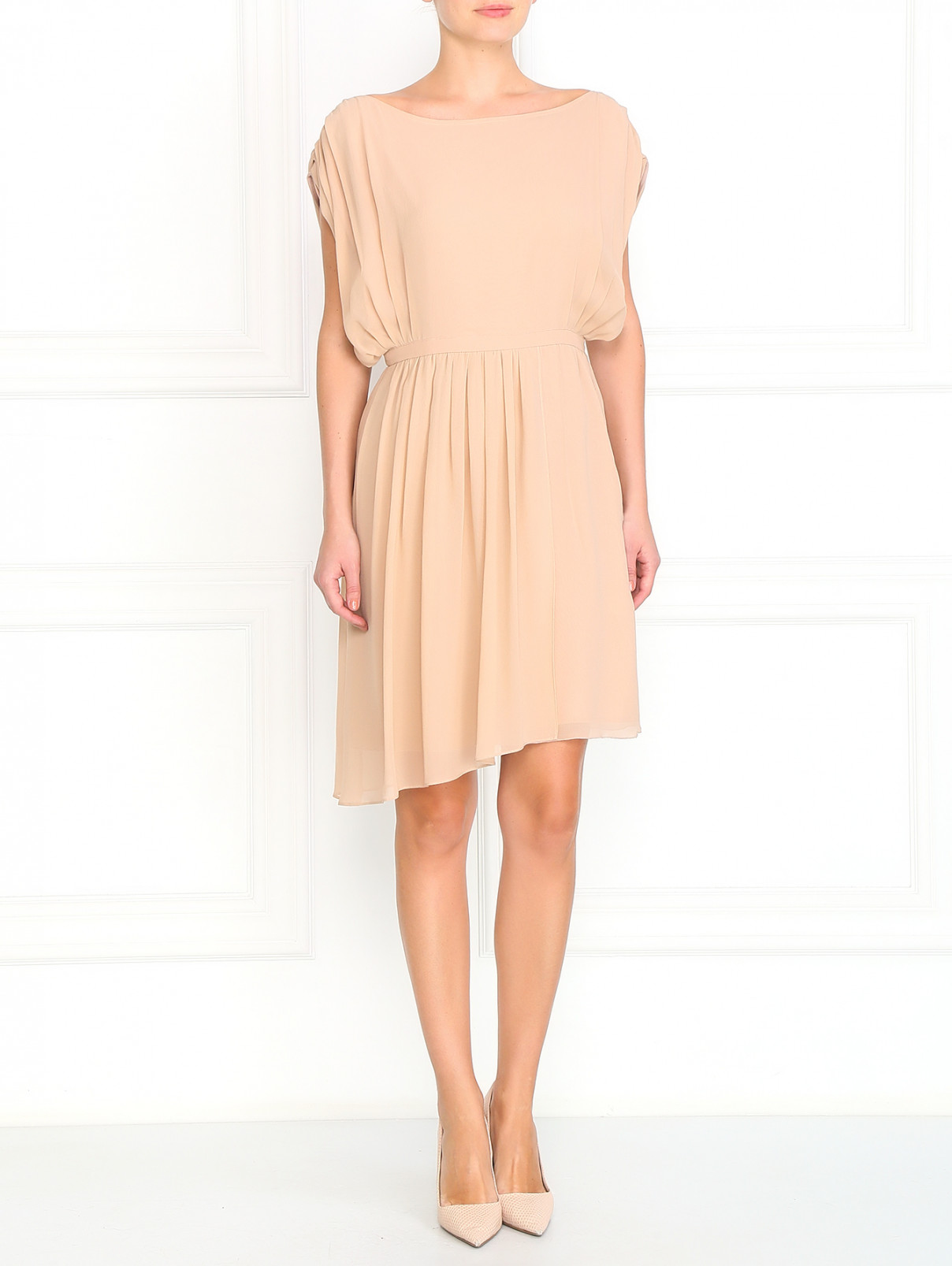Платье из шелка Max&Co  –  Модель Общий вид  – Цвет:  Бежевый