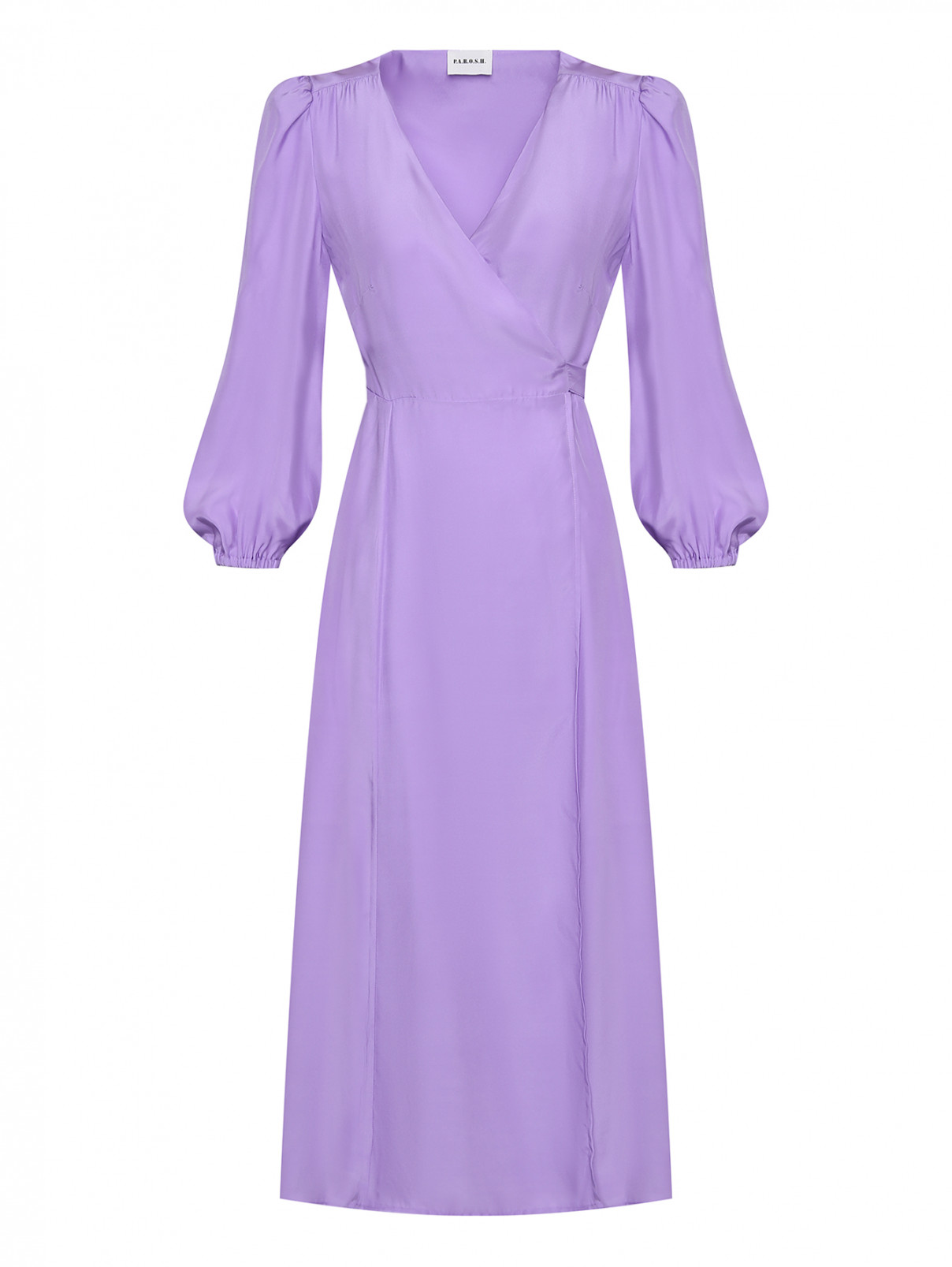 Платье на запах из шелка P.A.R.O.S.H.  –  Общий вид  – Цвет:  Фиолетовый