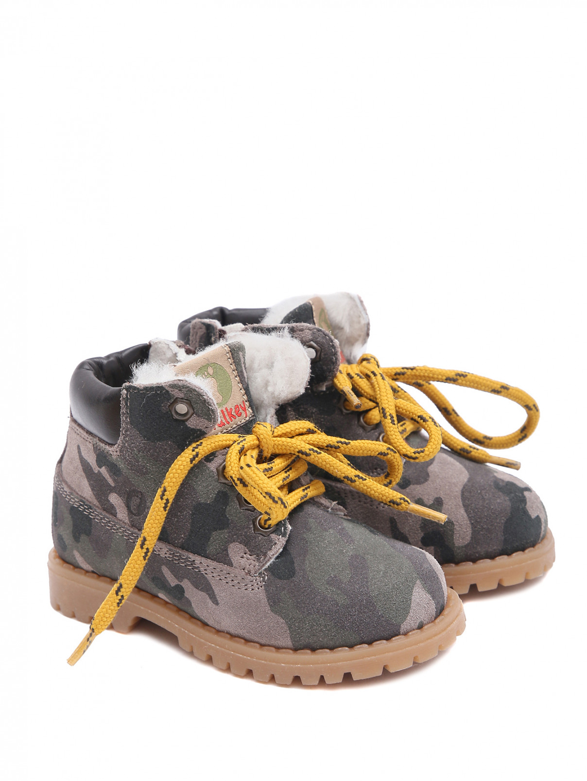Замшевые ботинки с узором "камуфляж" Walkey  –  Общий вид  – Цвет:  Узор
