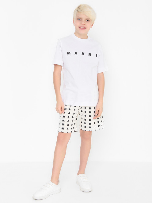 Хлопковая футболка с принтом Marni - МодельОбщийВид