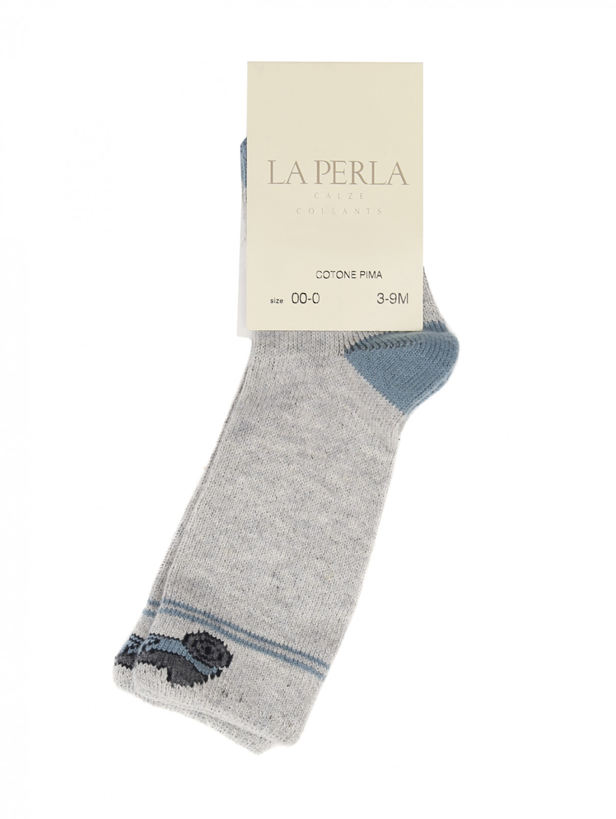 Носки из хлопка с принтом и контрастной обтачкой La Perla  –  Общий вид  – Цвет:  Серый